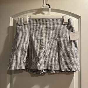 Altar'd State Gray & White Seersucker Pleated Shorts